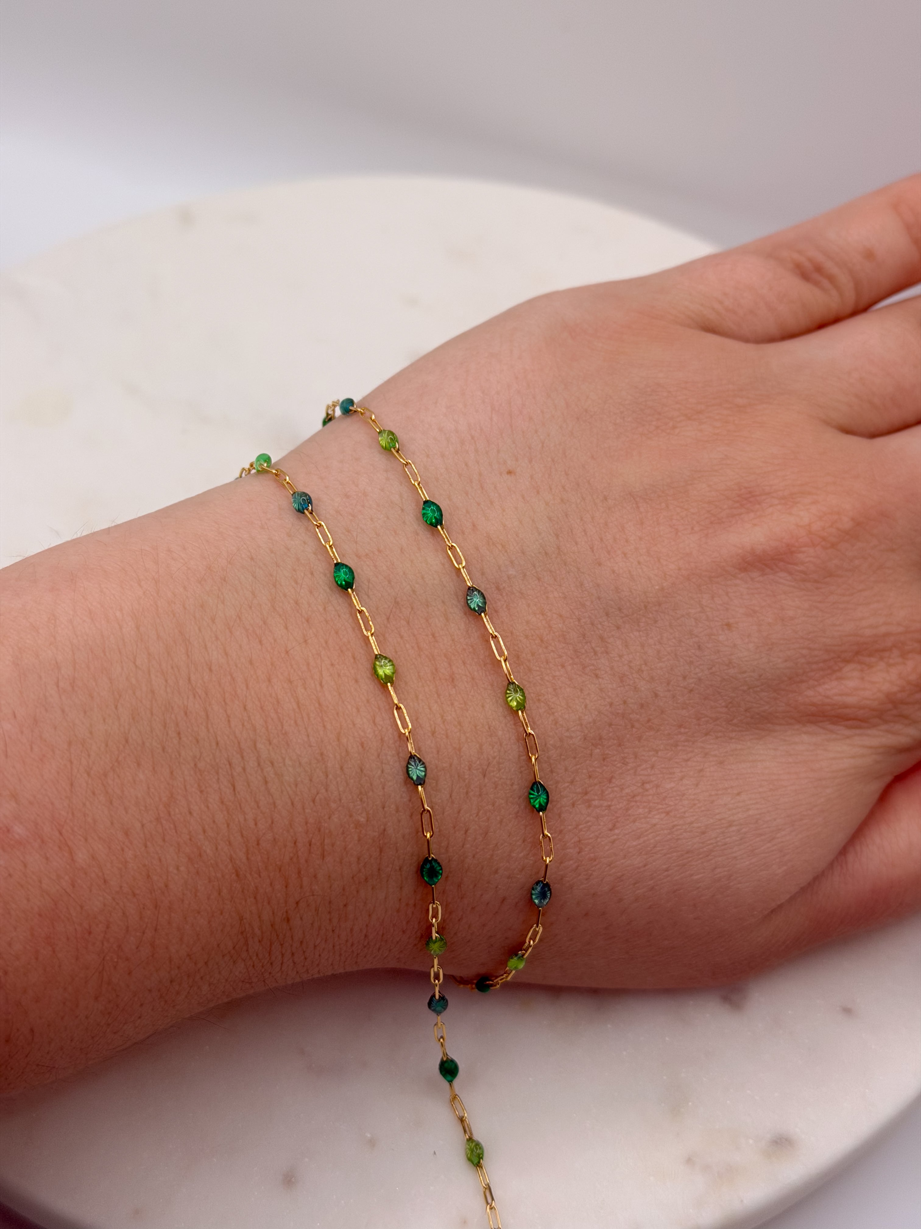 14K Gold-Filled Starburst Enamel Chain - Emerald Isle