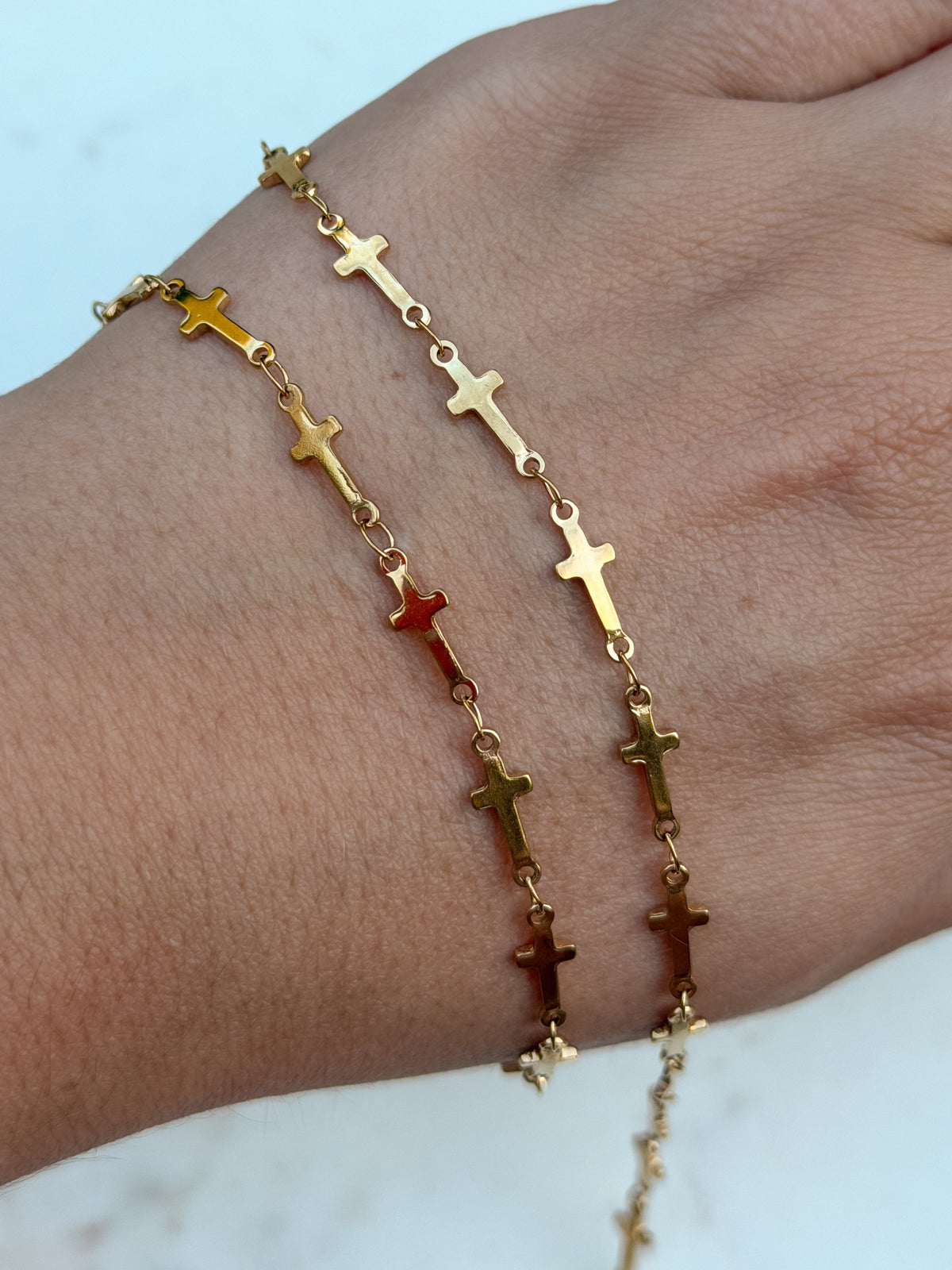 Stainless Steel Gold Cross Chain