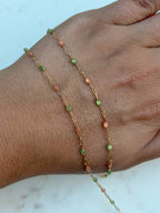 14K Gold-Filled Starburst Enamel Chain - Olive & Rose