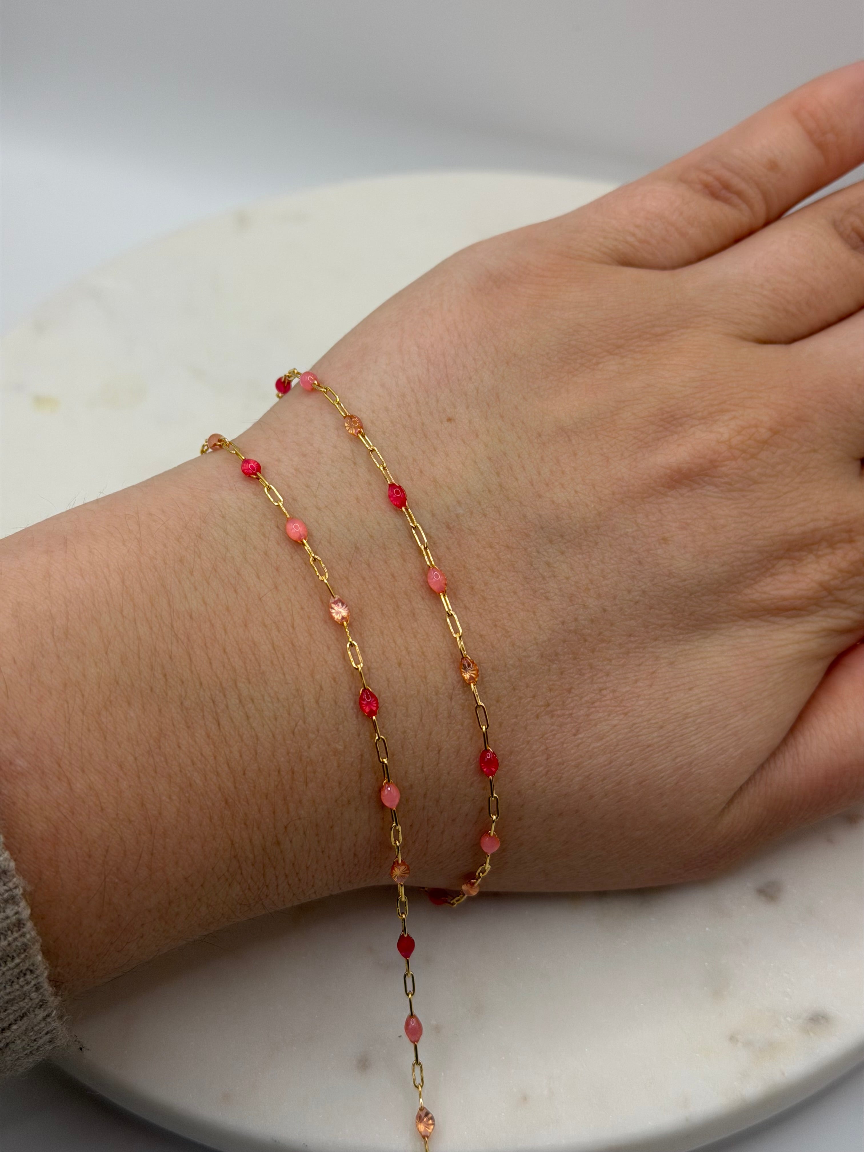 14K Gold-Filled Starburst Enamel Chain - Pink Champagne