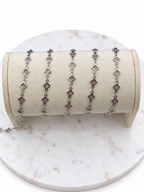 Stainless Steel Silver Pink Enamel Clover Chain