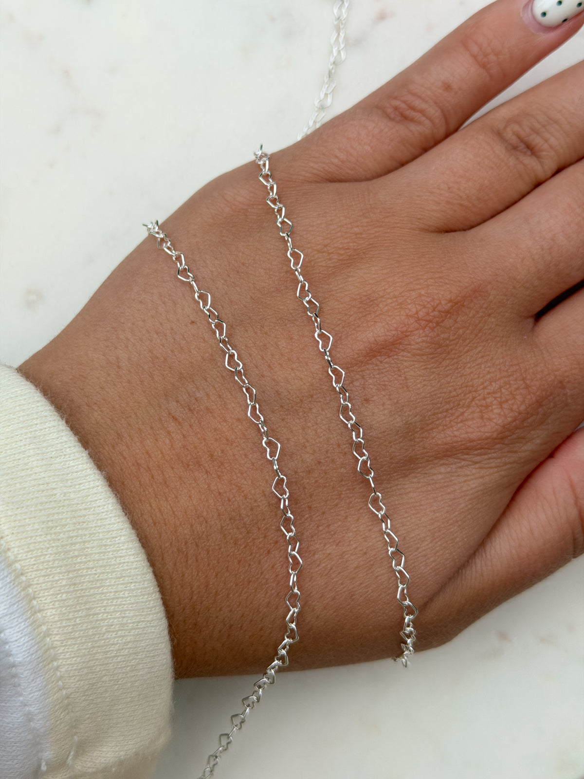 2.8mm Sterling Silver Heart Chain