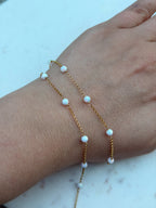 14K Gold-Filled 4mm White Opal Rolo Chain