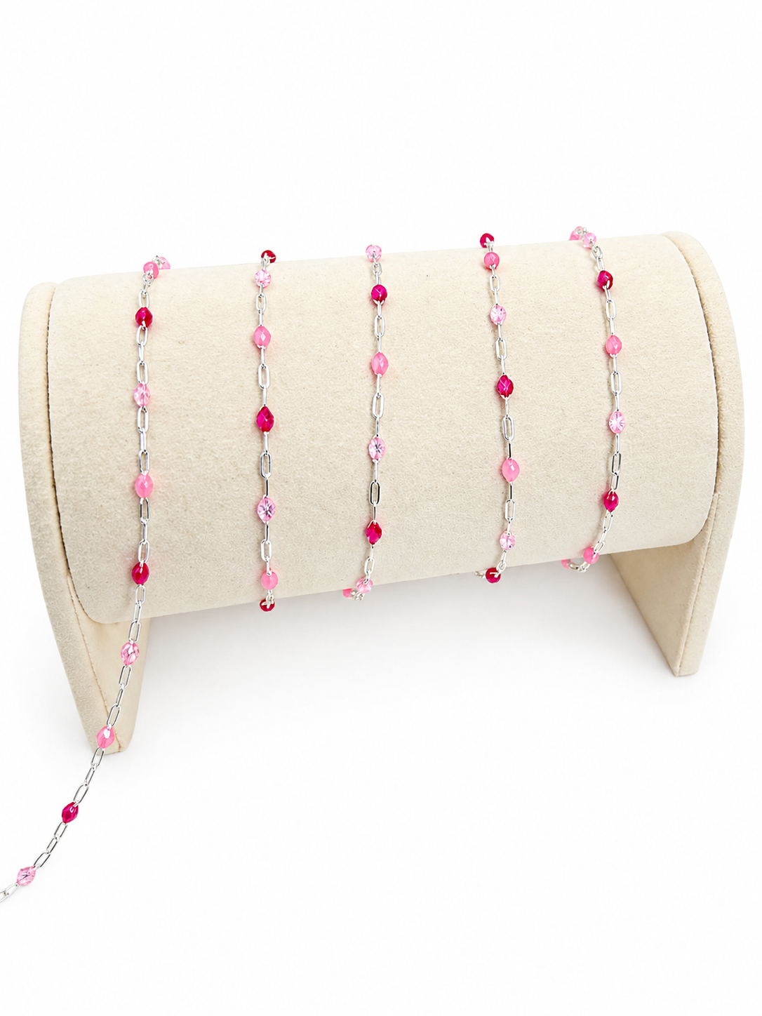 Sterling Silver Starburst Enamel Chain - Pink Champagne