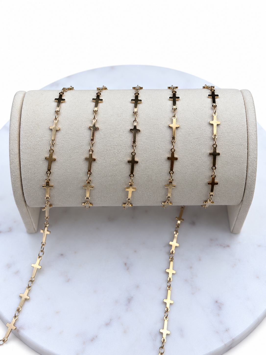 Stainless Steel Gold Cross Chain