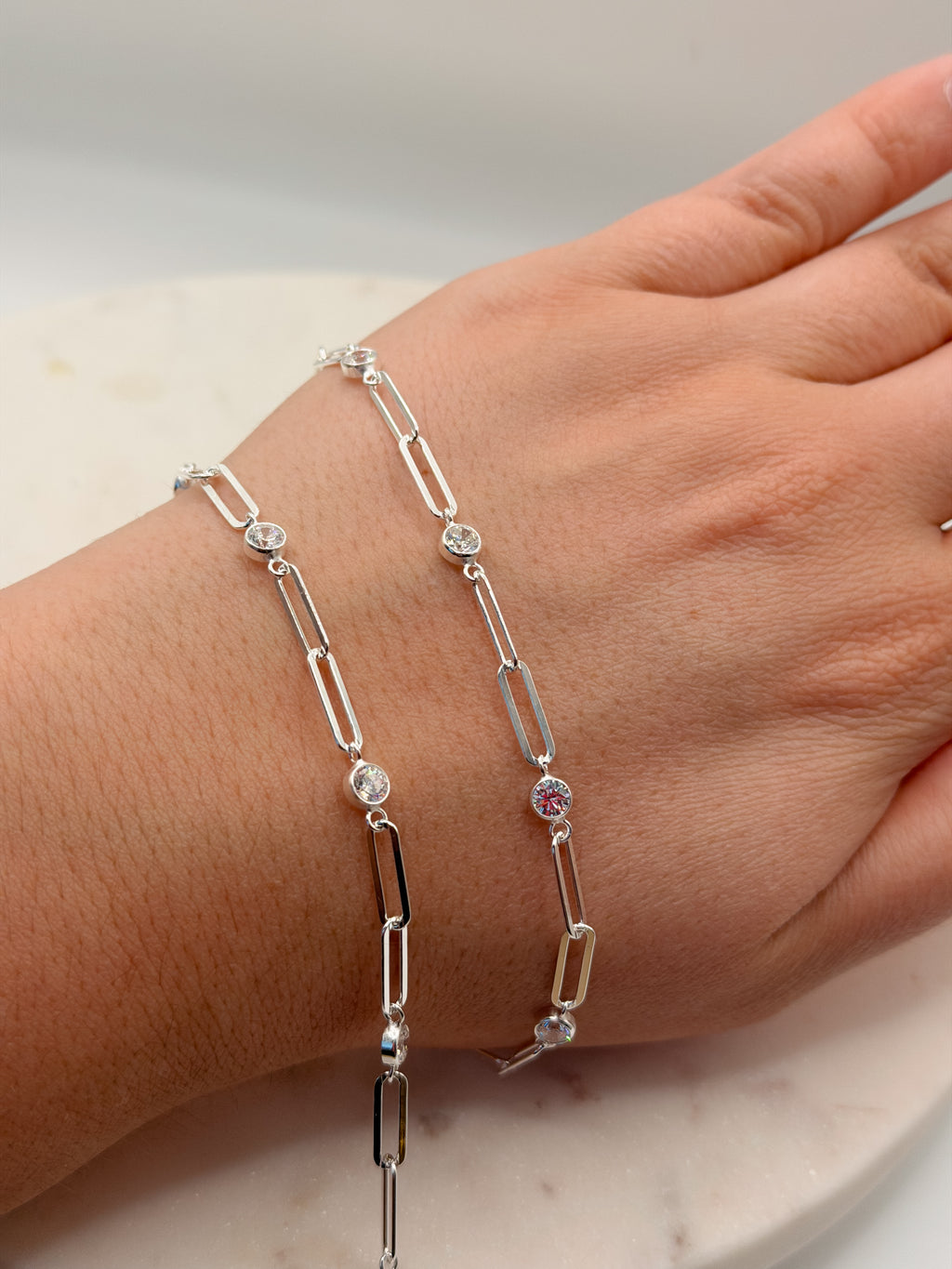 Sterling Silver 2:1 Paperclip CZ Chain