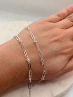 Sterling Silver 2:1 Paperclip CZ Chain