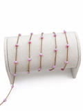 14K Gold-Filled 4mm Pink Opal Rolo Chain