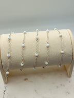 Sterling Silver 4mm White Opal Rolo Chain