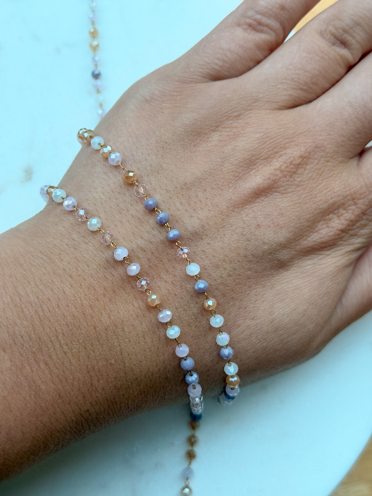 Stainless Steel Beaded Chain - Lilac Dreams