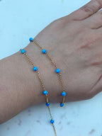 14K Gold-Filled 4mm Blue Opal Rolo Chain