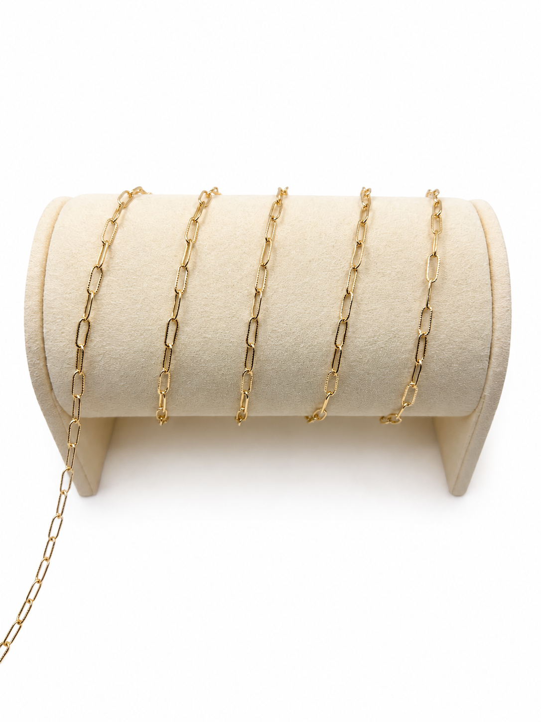 3mm 14K Gold-Filled Textured Paperclip Chain