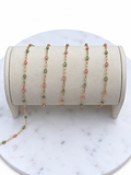 14K Gold-Filled Starburst Enamel Chain - Olive & Rose