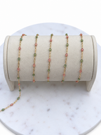 14K Gold-Filled Starburst Enamel Chain - Olive & Rose