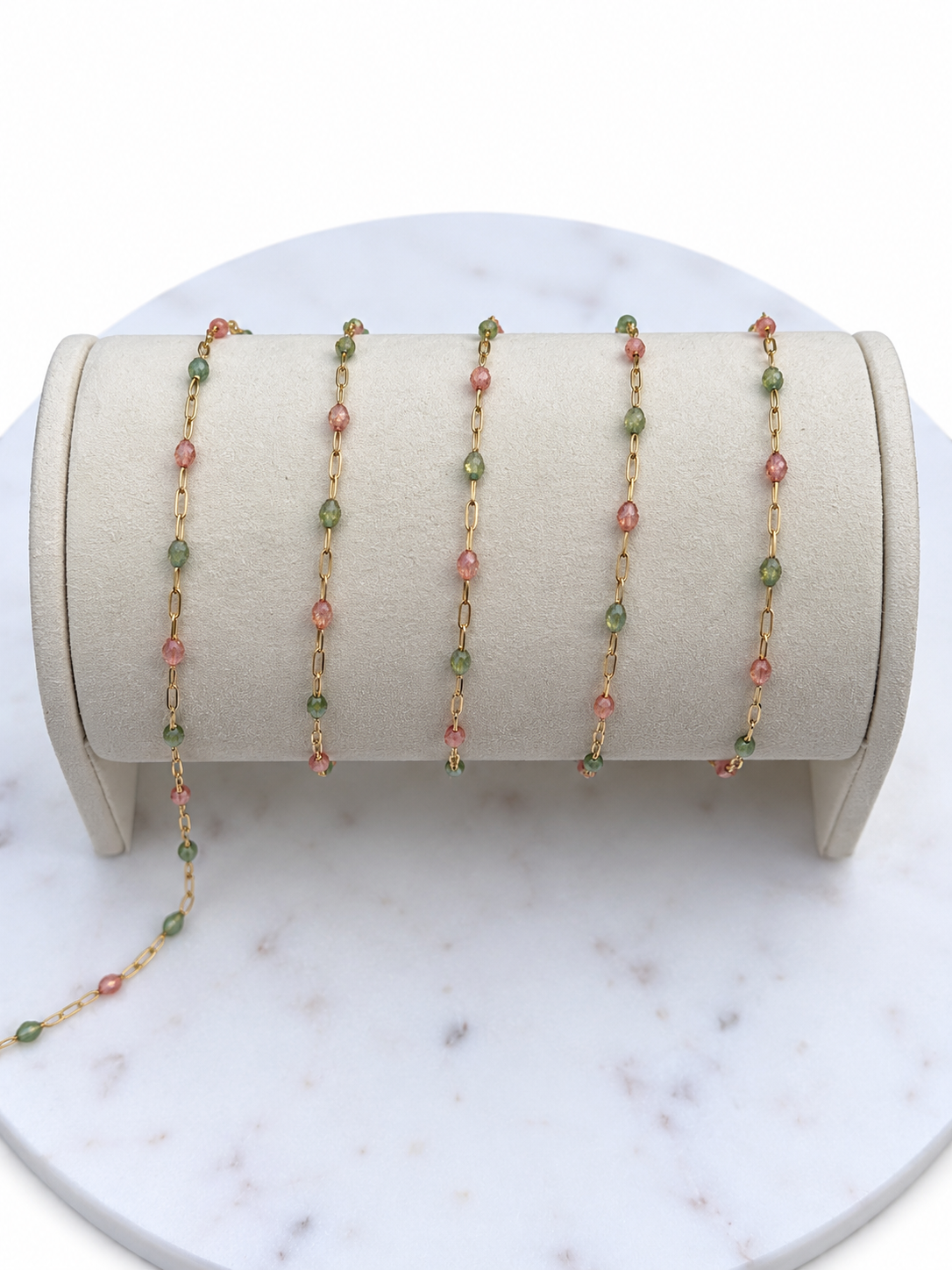 14K Gold-Filled Starburst Enamel Chain - Olive & Rose