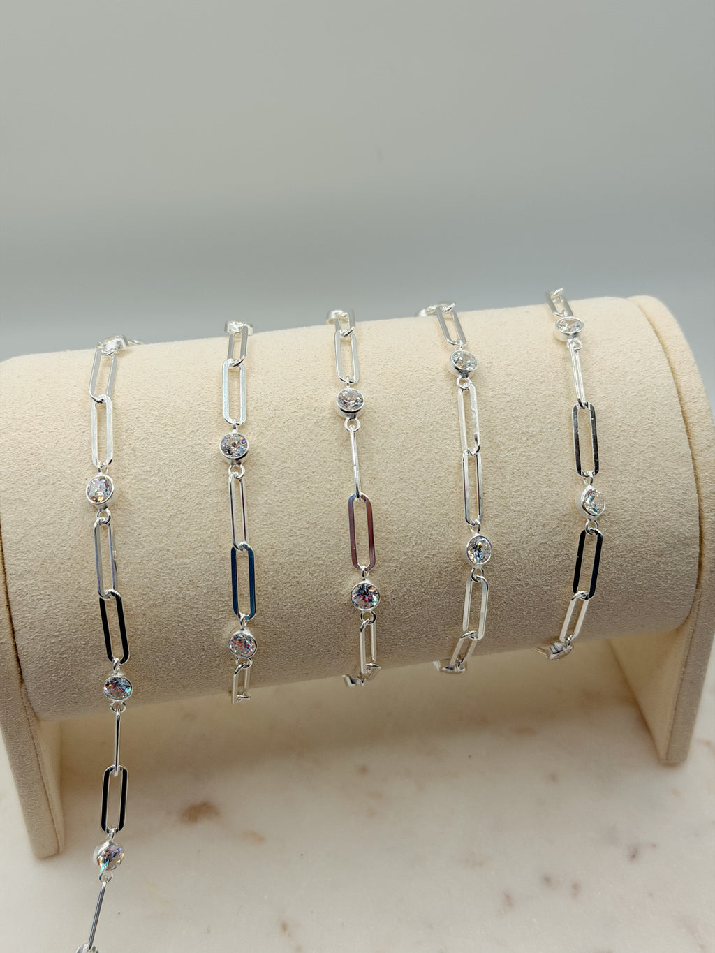 Sterling Silver 2:1 Paperclip CZ Chain