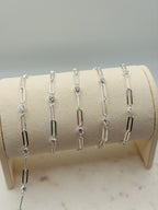 Sterling Silver 2:1 Paperclip CZ Chain