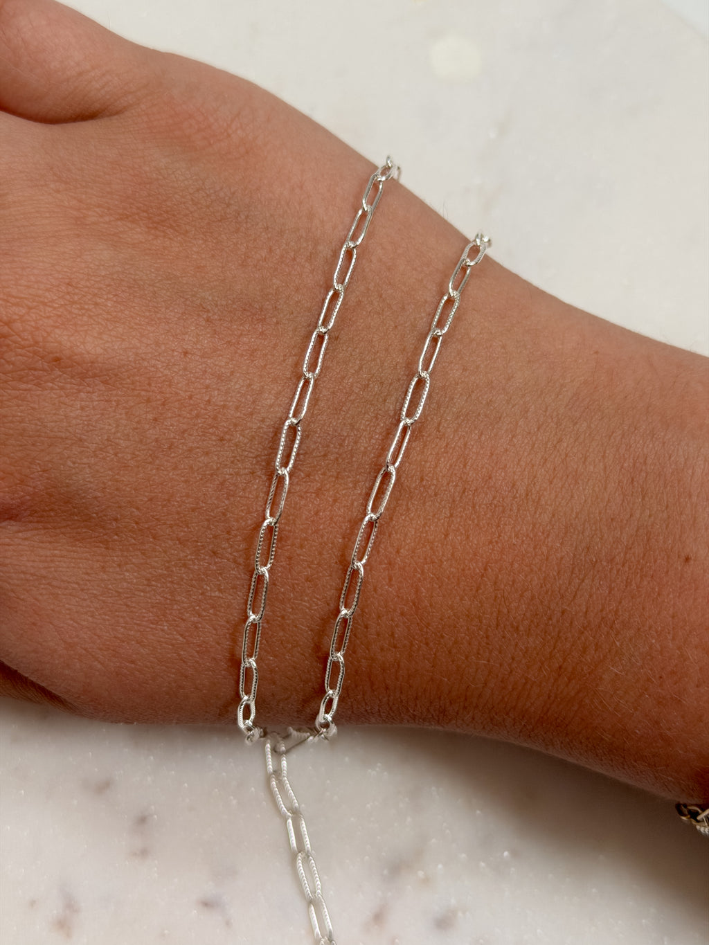 3mm Sterling Silver Textured Paperclip Chain