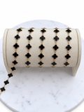 Stainless Steel Gold Black Enamel Clover