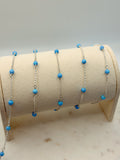 Sterling Silver 4mm Blue Opal Rolo Chain