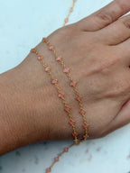 4.3mm 14K Gold-Filled Pink Enamel 1:5 Ratio Clover Chain