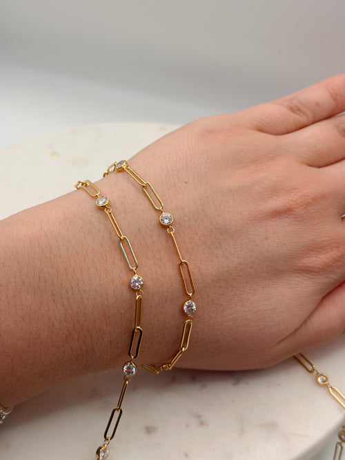 14K Gold-Filled 2:1 Paperclip CZ Chain