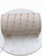 4.3mm Sterling Silver Pink Enamel 1:5 Ratio Clover Chain