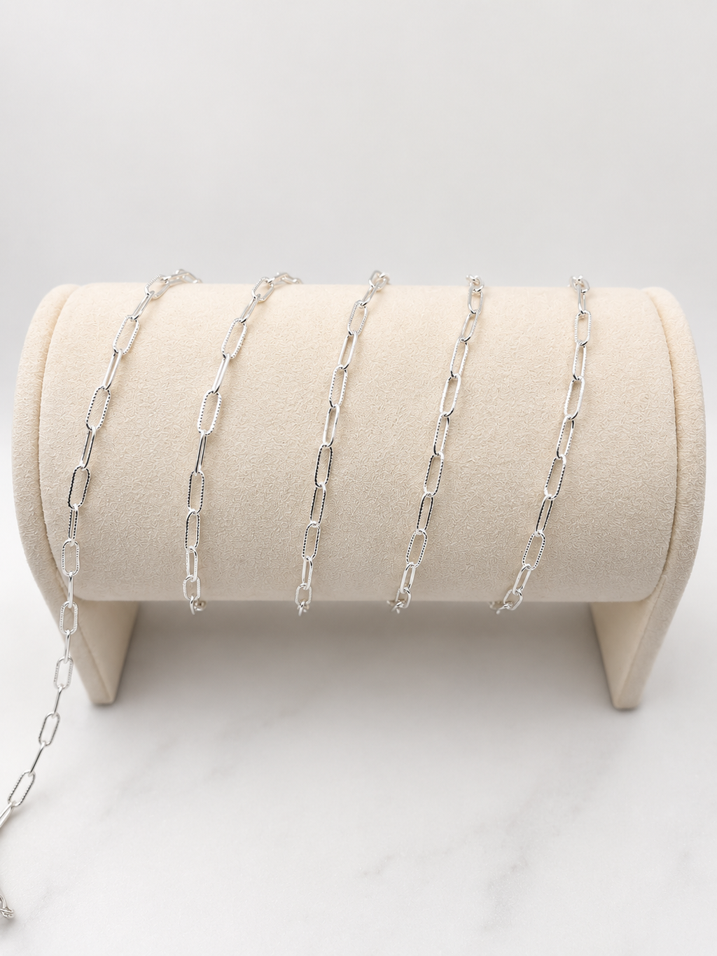 3mm Sterling Silver Textured Paperclip Chain