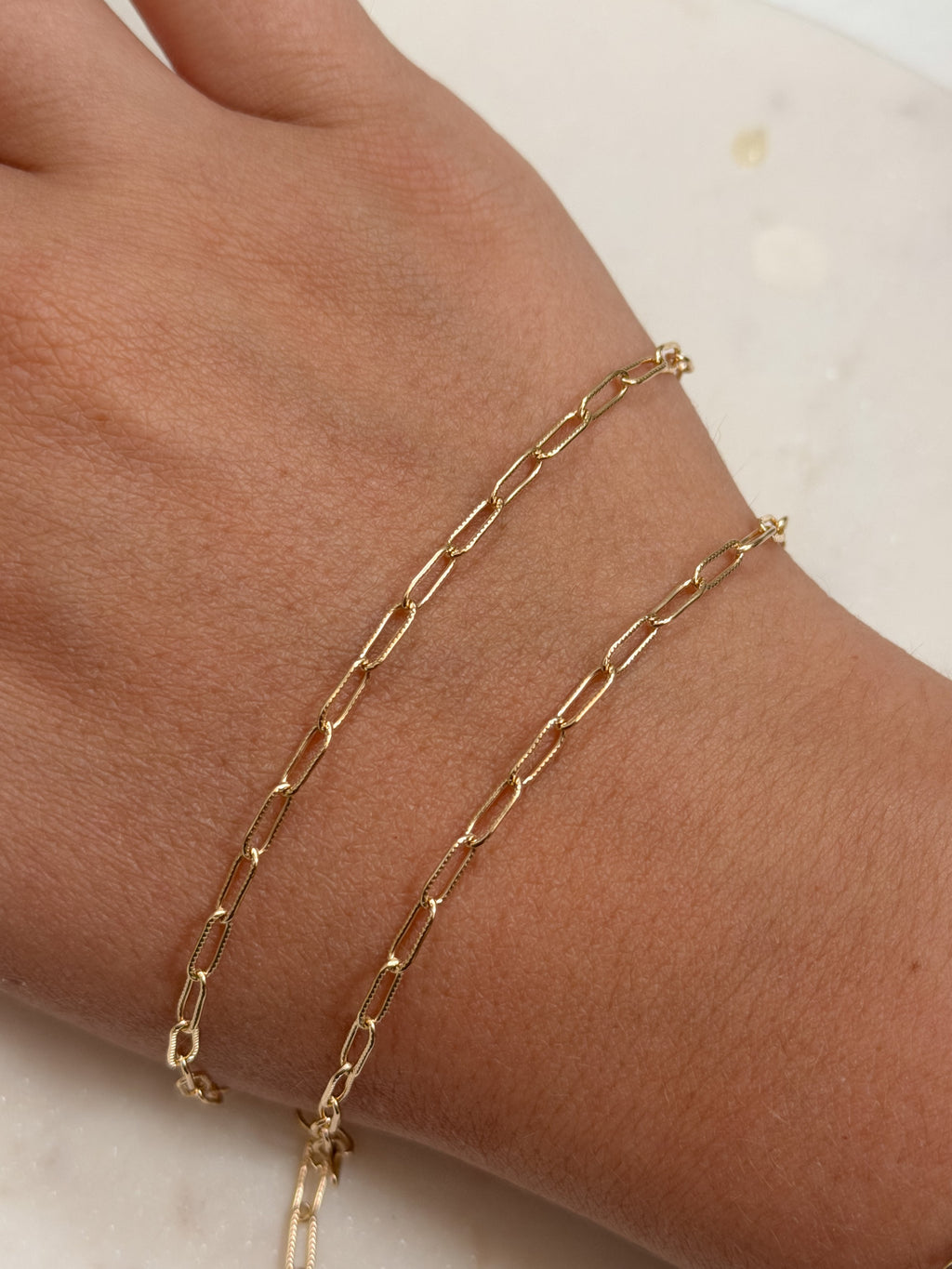 3mm 14K Gold-Filled Textured Paperclip Chain