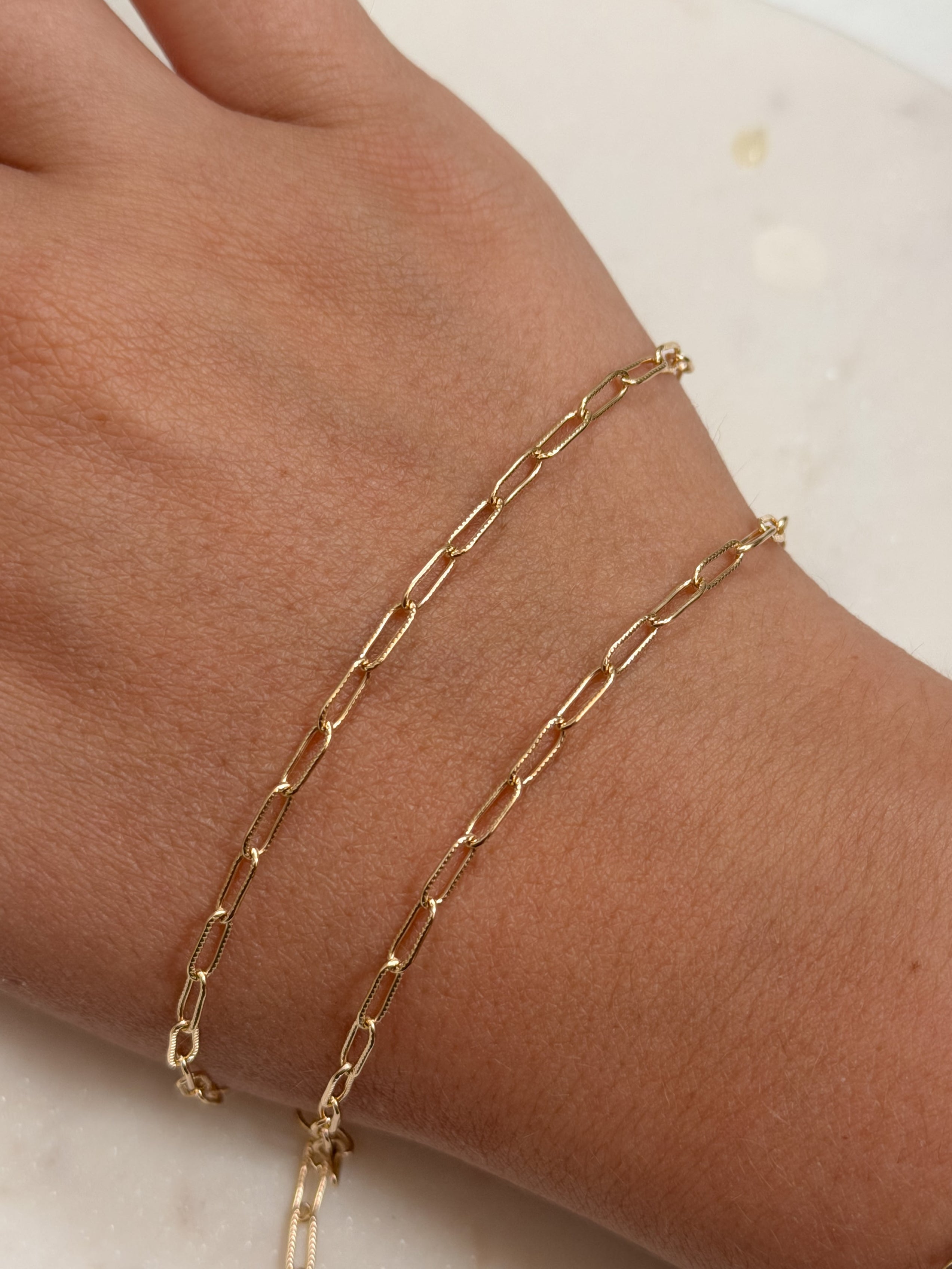 3mm 14K Gold-Filled Textured Paperclip Chain