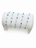Sterling Silver Starburst Enamel Chain - Ocean Sapphire