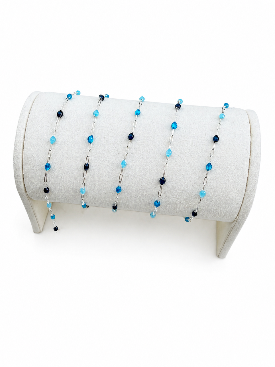 Sterling Silver Starburst Enamel Chain - Ocean Sapphire