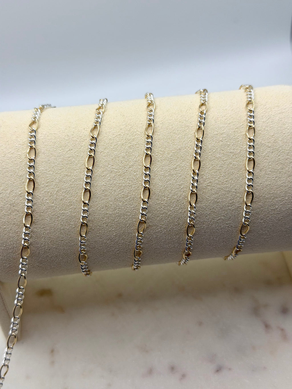 2.7mm Mixed Metals Sterling Silver / Gold-Filled Figaro Chain