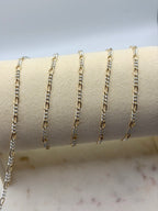 2.7mm Mixed Metals Sterling Silver / Gold-Filled Figaro Chain